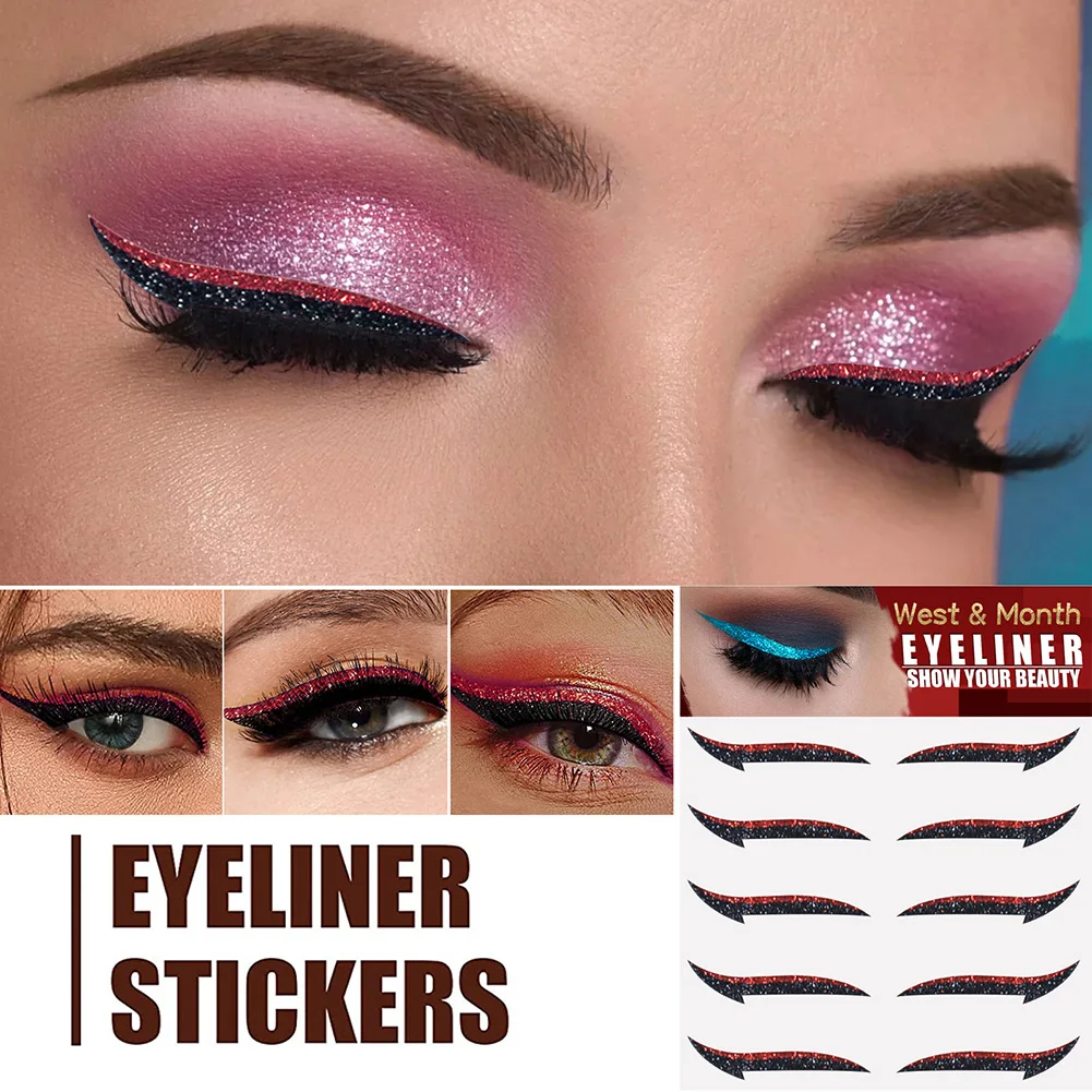 5pairs/set Waterproof Eyelid Line Stick Reusable Glitter Eyeliner