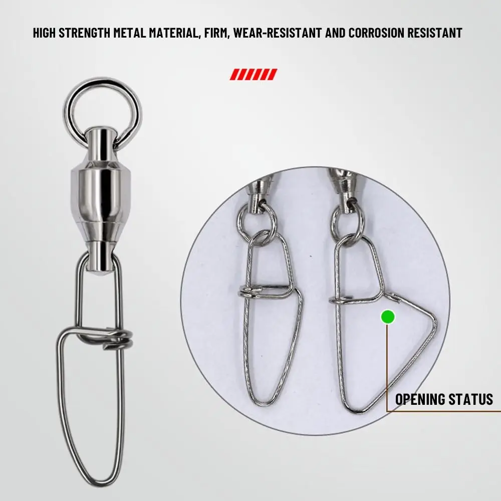 

New Stainless Steel Hooked Fishing Accessories Tackle Device Snap Rolling Jig Connector Bearing Swivel Oval Split Rings