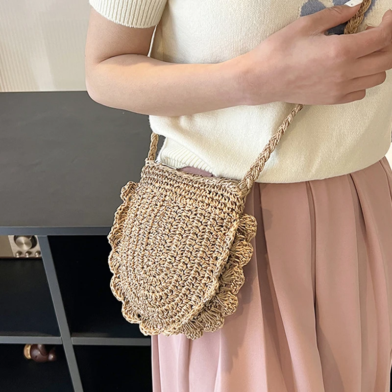 Summer Straw Bags For Women Handmade Beach Bags 2024 Raffia Rattan Woven Handbags Vacation Shoulder Crossbody Bags Clutch