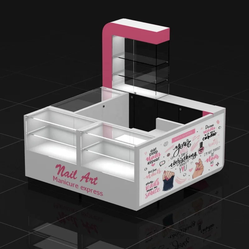 Custom. Custom size cosmetics kiosk with LED light modern perfume kiosk stand for mall kiosk for perfume