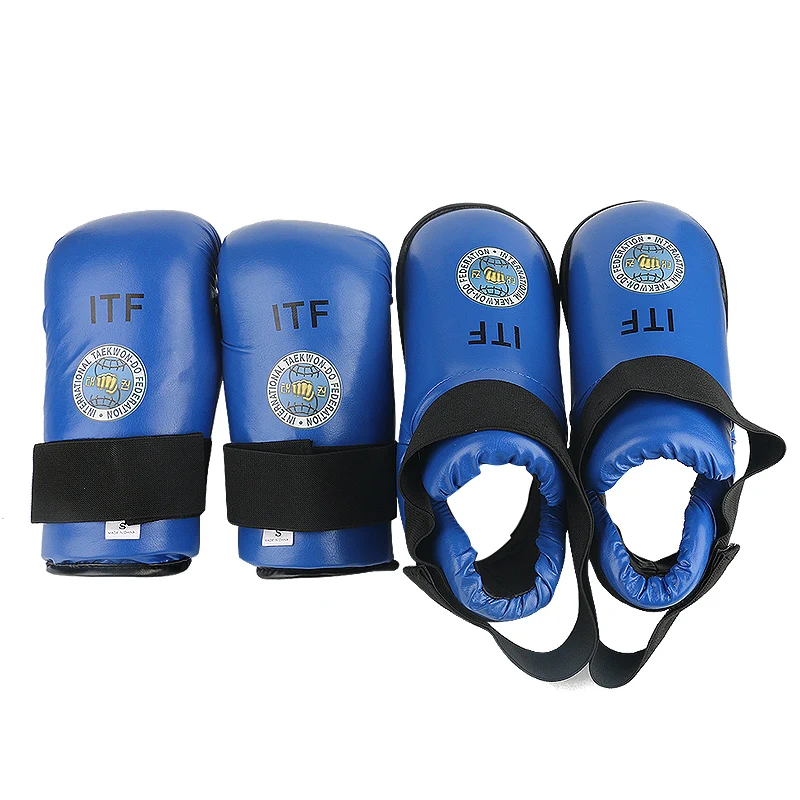 

Taekwondo ITF Gloves Foot Guard Set Protector Ankle High Quality PU Leather ITF Protector Footwear Boot Boxing For Adult Child