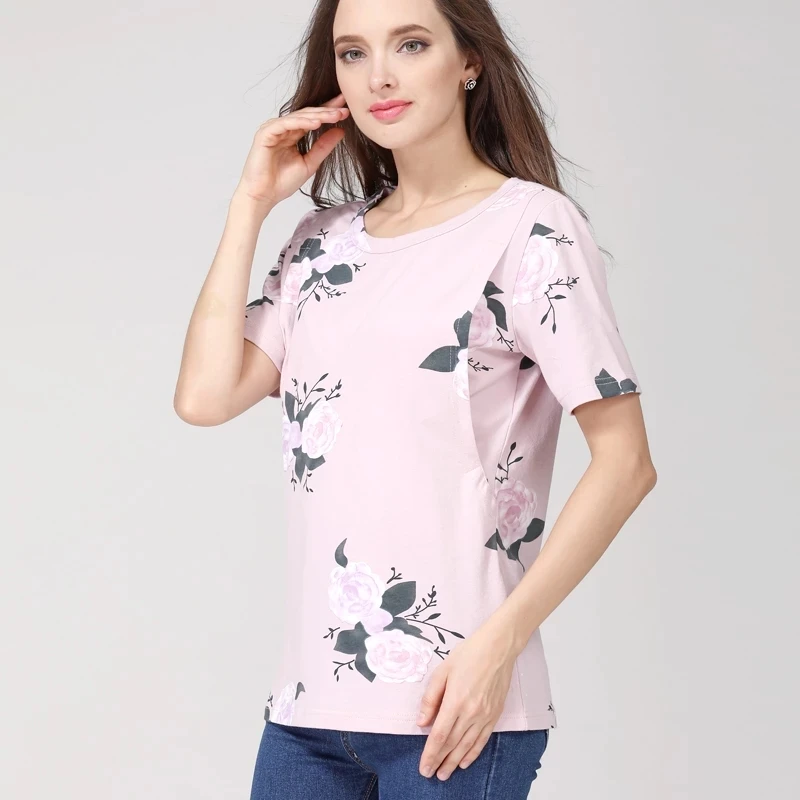 Emotion Moms Short Sleeve Maternity Clothes Summer Maternity T-shirt Lactation Tops for Pregnant Women Breastfeeding Shirts