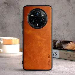 Luxury Vintage Leather Phone Case Cover for Realme 13 (Yellow)