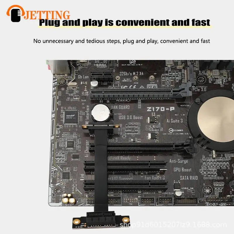 Dupla Pcie x1 Riser Cabo Cabo de Extensão Ângulo Direito Pci Express 1x Riser Card Extensor de Fita 90 Graus - Imagem 2