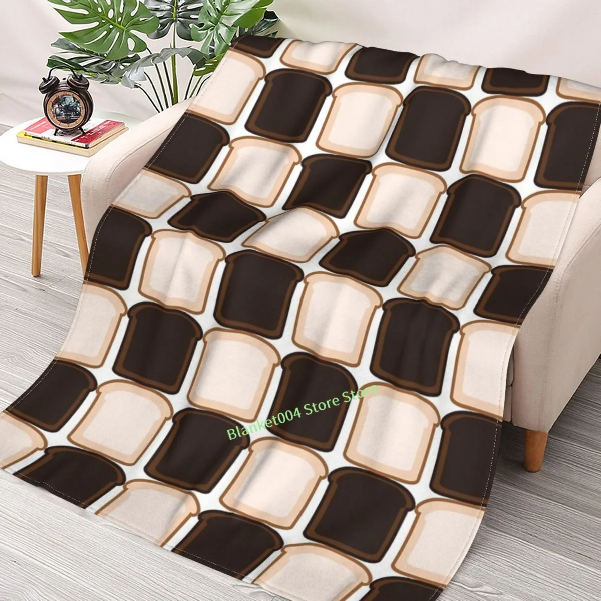 

Burnt Toast & White Bread Checkerboard Throw Blanket 3D printed sofa bedroom decorative blanket children adult Christmas gift
