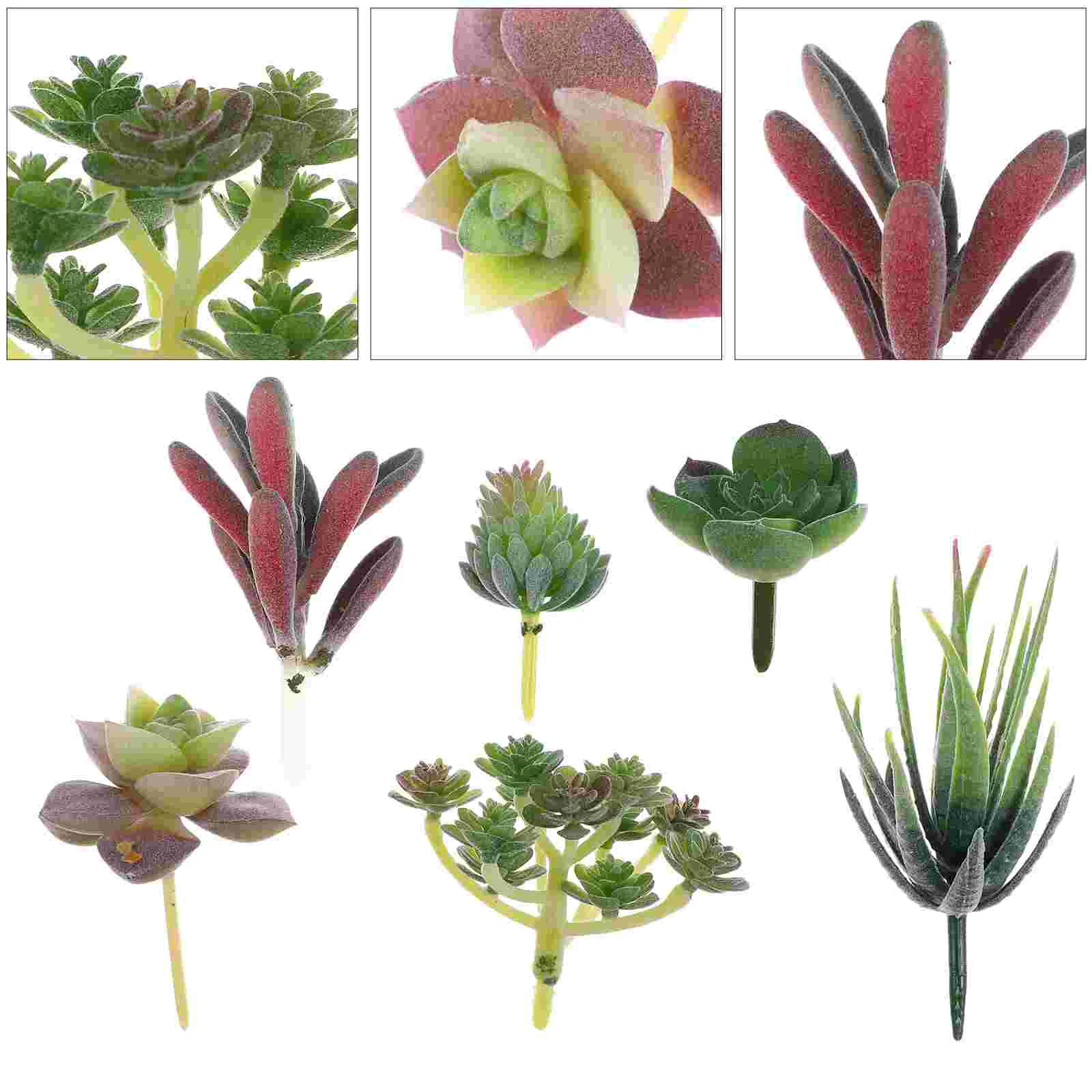

6 Pcs Simulated Succulents Fake DIY Indoor Plastic Plant Decoration Pvc Green Leaf