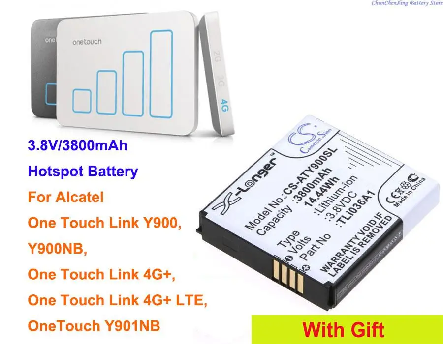 

GreenBattery3800mAh Battery TLi036A1 for Alcatel One Touch Link 4G+, 4G+ LTE, Y900, Y900NB