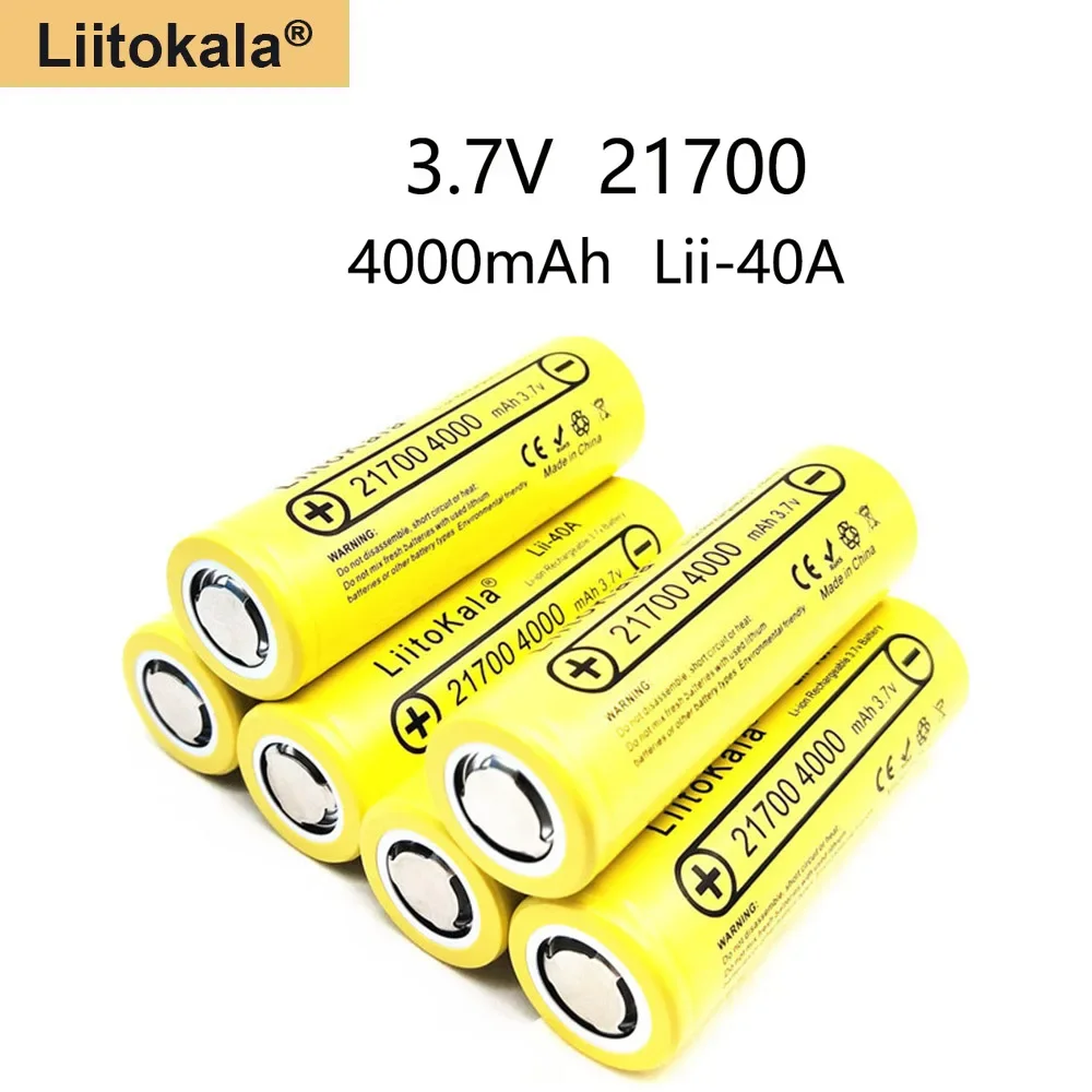 

Литий-ионный аккумулятор LiitoKala 3,7 в, 21700, 4000 мАч, стандартная аккумуляторная батарея 14,8 Вт, инструмент для фар электрического велосипеда