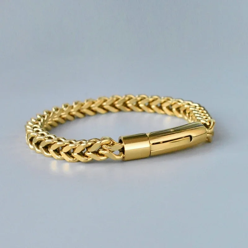 4 Stuks Roestvrij Stalen Armbanden Voor Heren - Zilver - Pantserketting Design - Hiphop Sieraden