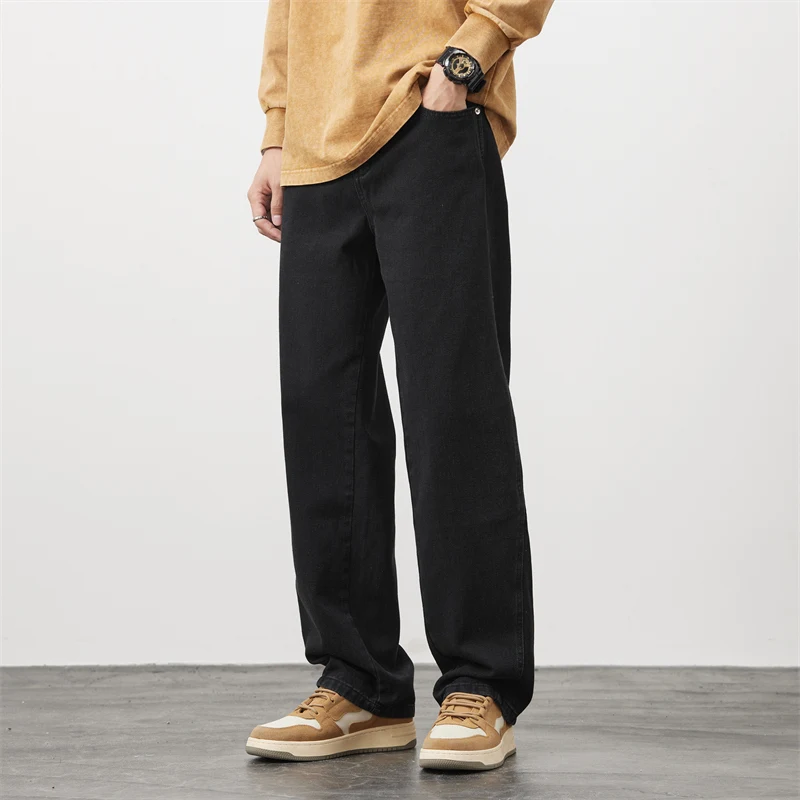 

Wide Leg Jeans for Men Black Loose Baggy Jeans High Steet Hip Hop Denim Pants 2023 New Fashion Male Long Trousers Jeans Hombre