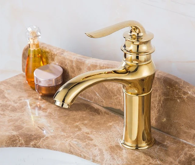 Grifos De Lavabo Vintage Grifo Mezclador Para Baño Latón Dorado - Main Image