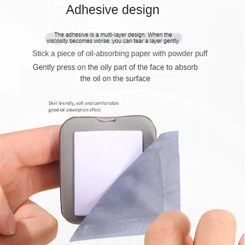 Convenient Generic Oil Absorbing Paper Facial Oil Absorbing Refreshing Mirror Face Blotting Paper With Powder Puff Storage