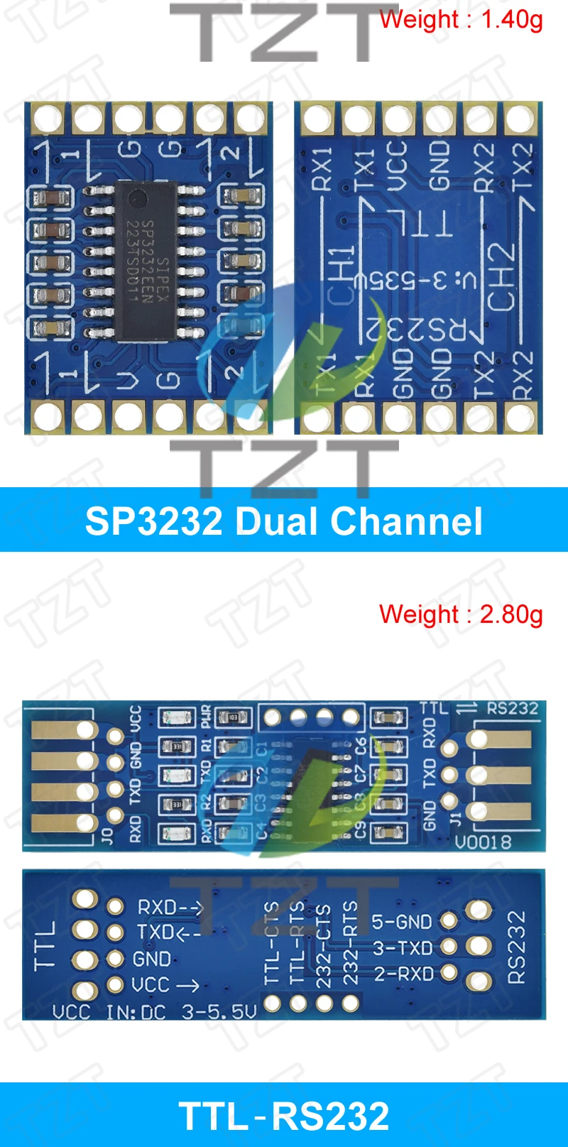 TZT 1/3 Stück RS232 SP3232 TTL zu RS232 Modul, RS232 zu TTL Brush Line Serieller Anschluss Modul – Detail 6