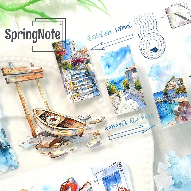 2m/ Roll Oil Painting PET Sticker Decorative Sea Tide Tape For Scrapbook Magazine Aesthetic Stationery 4
