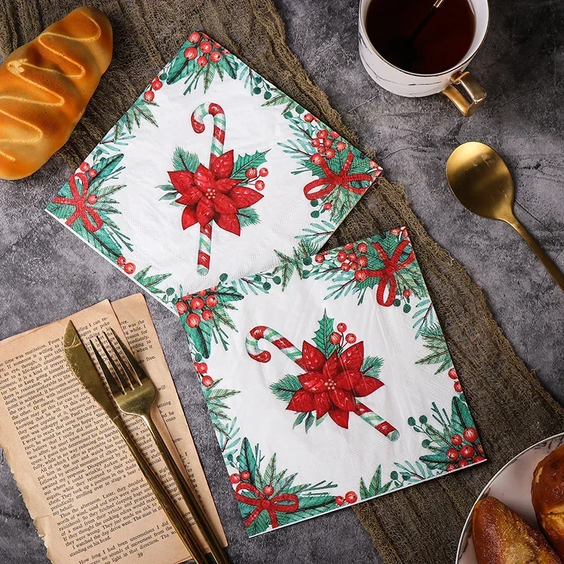 10/20pcs/Pac 33*33cm 2-Ply Christmas Tree Printed Tissue Paper Party Table Decoration tissue paper decoration