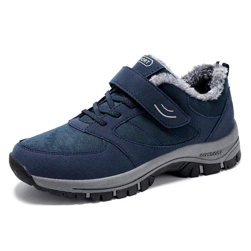 High quality ankle snow boots for men cotton thickening new 2023 winter casual plush warm shoe - black blue grey