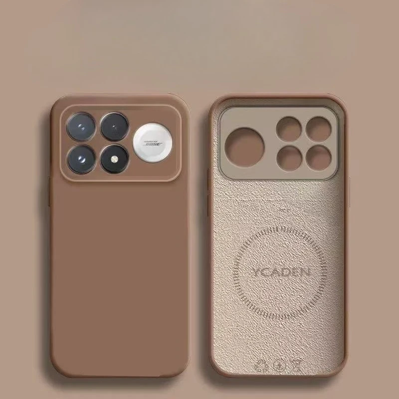 Luxury Built-in Magnetic Liquid Silicone Solid Color Phone Case Cover