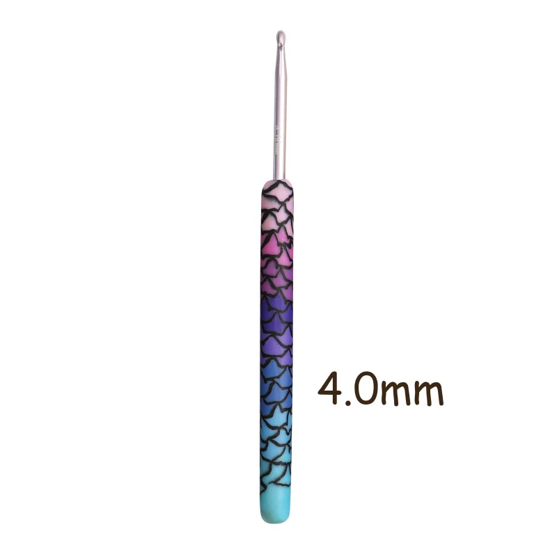 Hot 1 pcs Purple Mermaid Crochet Hook Aluminum Head DIY Handmade Craft Yarn Crochet Needle Crochet Supplies 2.25mm-8.0mm