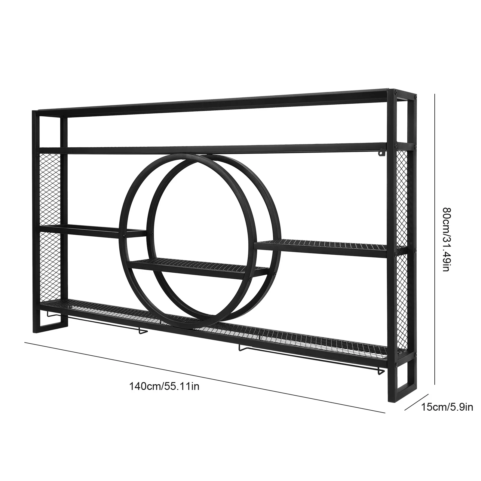 Wall Mounted Metal Wine Storage Rack with LED Light