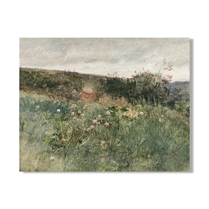 Vintage Wildflower Meadow Oil Painting Canvas Poster - Farmhouse Wall Art Decor