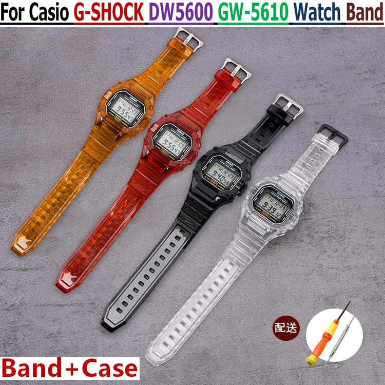 Watch Band Strap For Casio DW5600 GW-5610 Bracelet Watchband Cover Resin Wristband Screen Protectors Case for G-SHOCK Wrist band