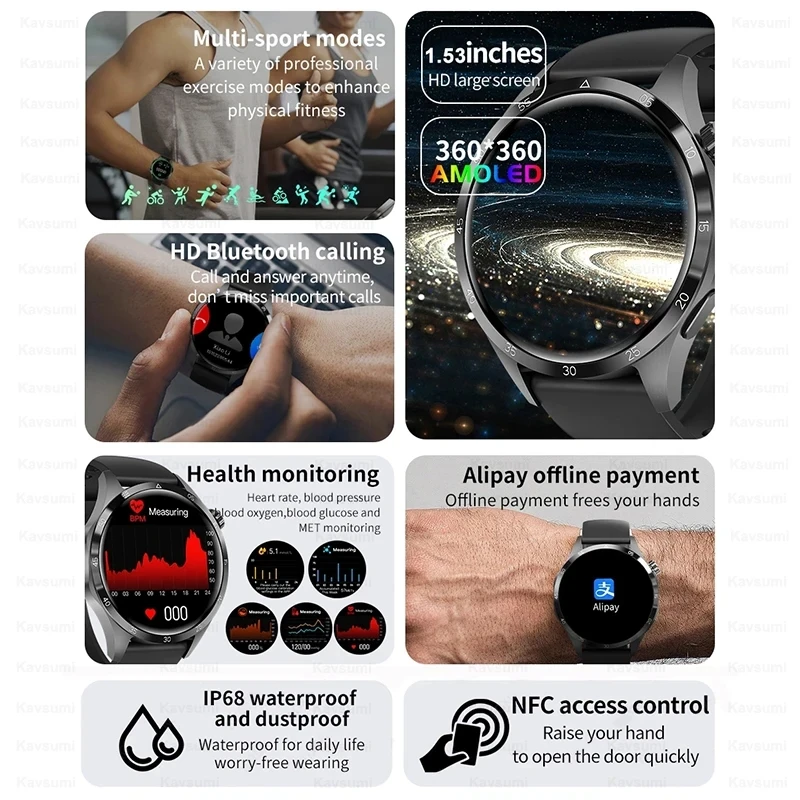 ȭ GT4  AMOLED ũ  ȭ  GPS Ʈ ġ, NFC IP68  ɹڼ  Ʈġ, 2024 ǰ