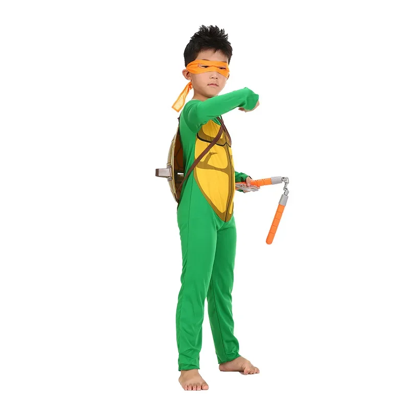 cartoon Halloween Turtle Cosplay ninja Green jumpsuit Costume Turtle Shell Outfit boy Carnival Party