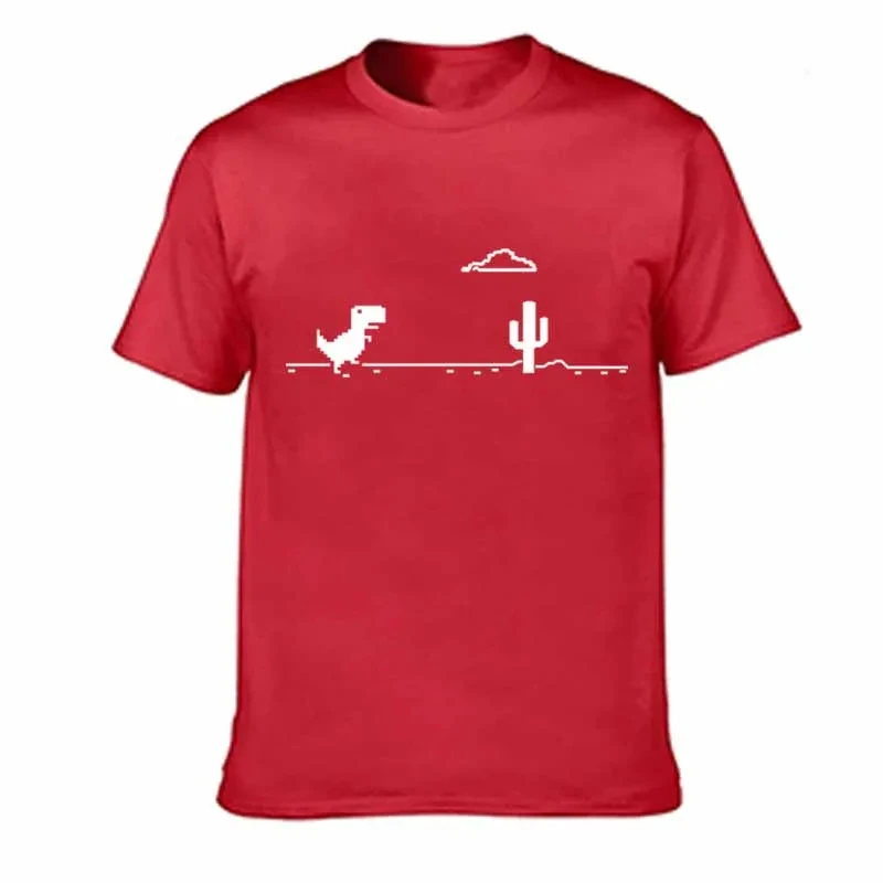 Mosaic Game Cactus Little Dinosaur Prints Men T-Shirts Creativity Street Funny Short Sleeve Casual All-math Mans Clothing 2