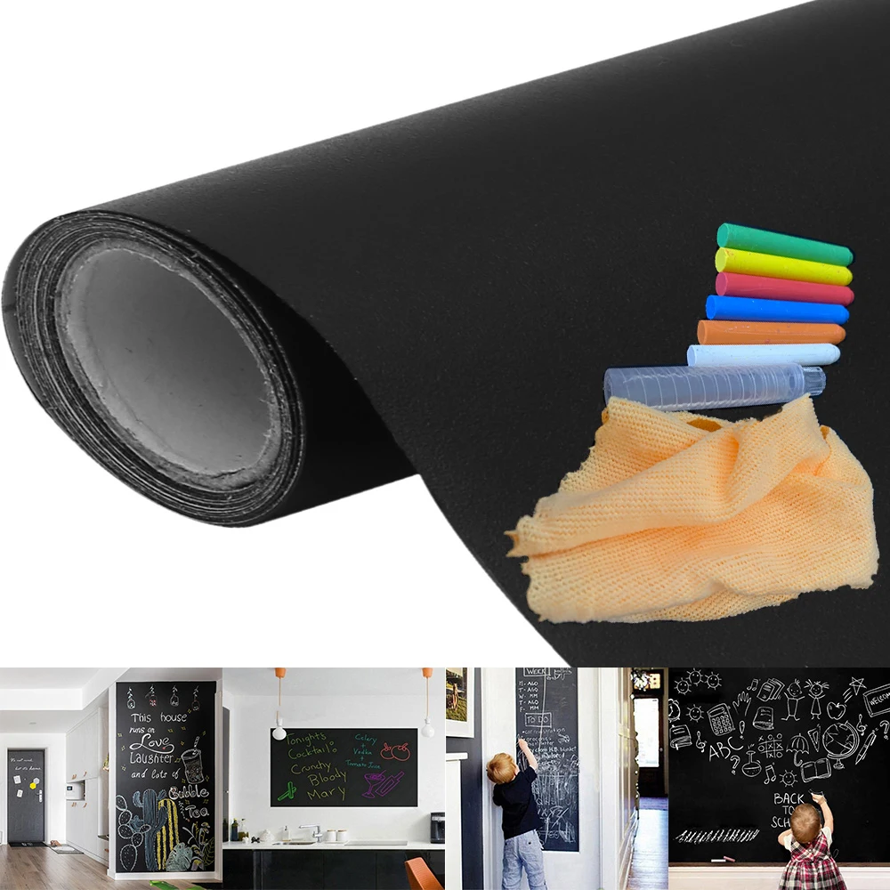 Mintura,Large Chalkboard Wall Sticker Self-Adhesive Removable Waterproof Chalkboard Paper DIY Home Bedroom Kids Decor with Chalk