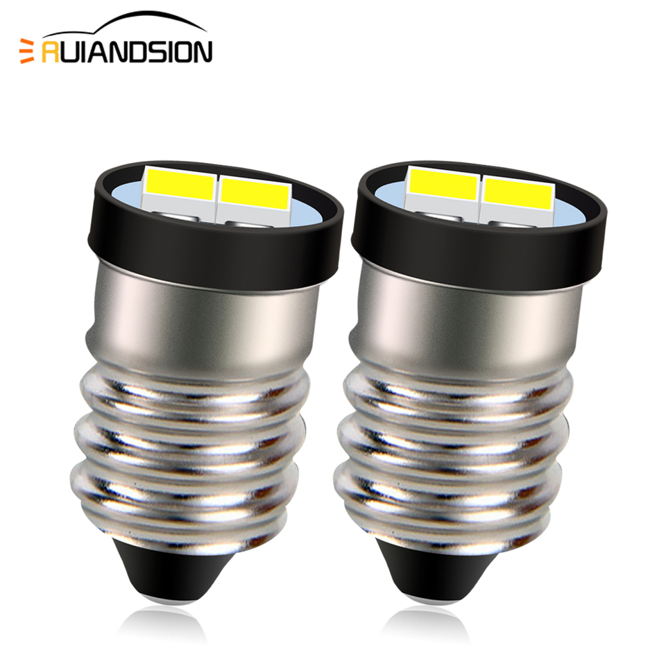 2Pcs E10 LED 5630 Chip Screwin 3V 6V 12V 100LM Machine Signal Lamp Flashlight Lantern Torch Bulb Yellow White 4300K Pilot lamps