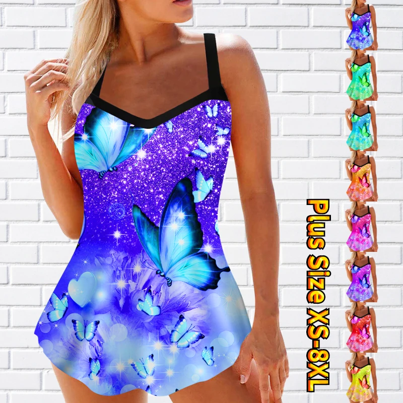 

Новинка 2023, женский модный купальник бикини с принтом, летний женский винтажный купальный костюм с высокой талией, женский сексуальный комплект из двух предметов, купальник