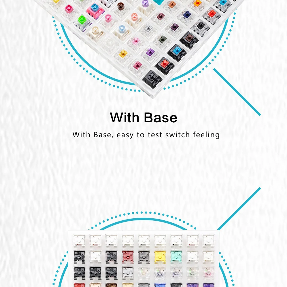 kailh switch switches testador com base de acrílico em branco keycaps para teclado mecânico caixa creme arctic raposa prata medusa