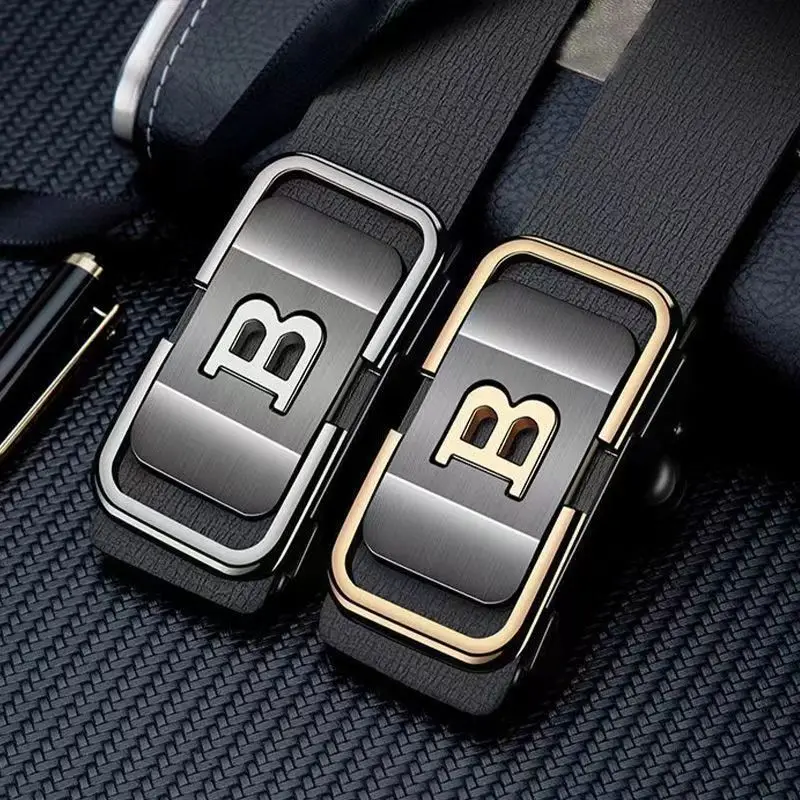 DINISITON New Fashion Men's Belt Toothless Automatic Buckle Belt Alloy Letter Button for Business Fashion High Quality Men'Strap - Image 6