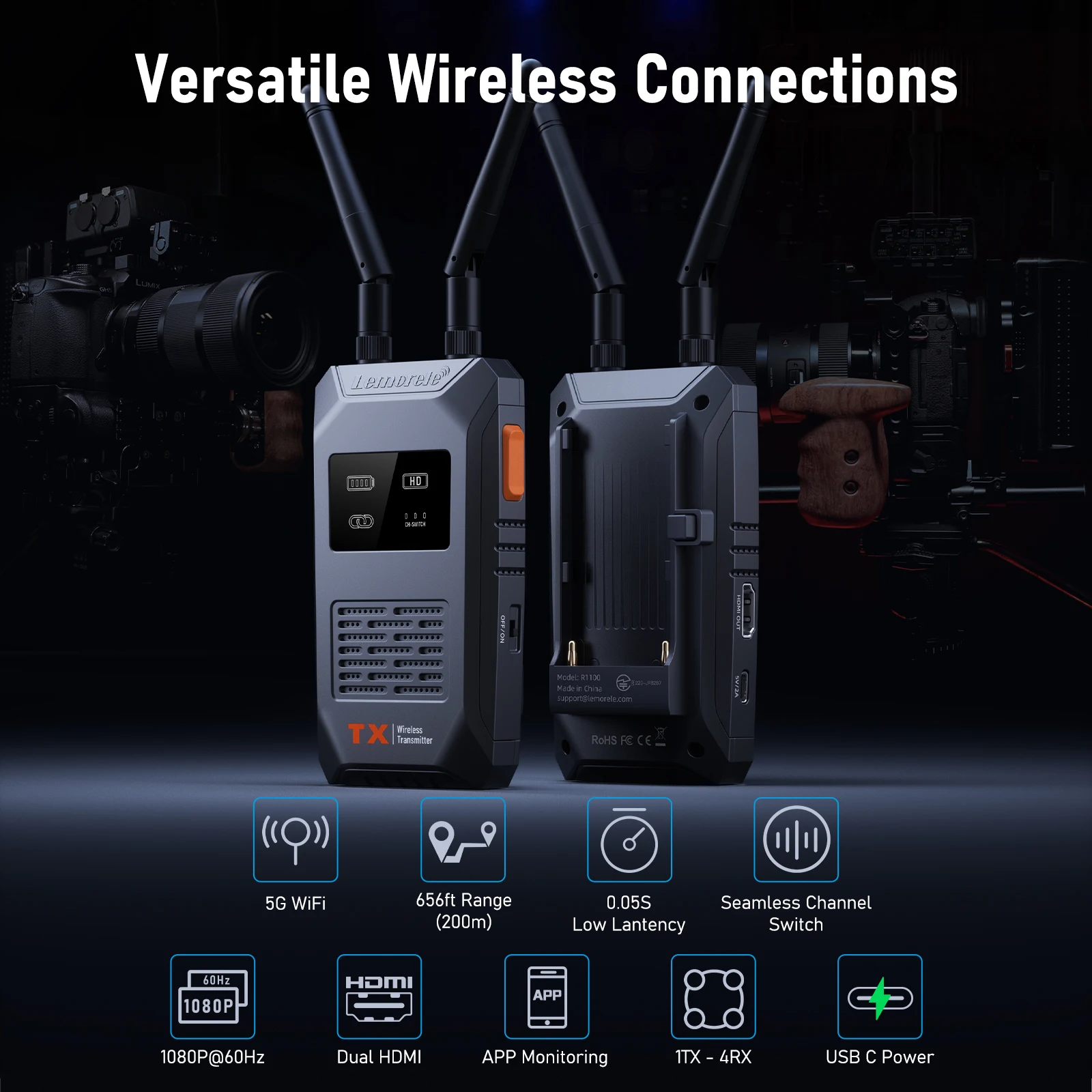 値下げしました！Lemorele WIRELESS VIDEO EXTENDER Lemorele R15 Wireless HDMI KVM Extender, Ultra Long