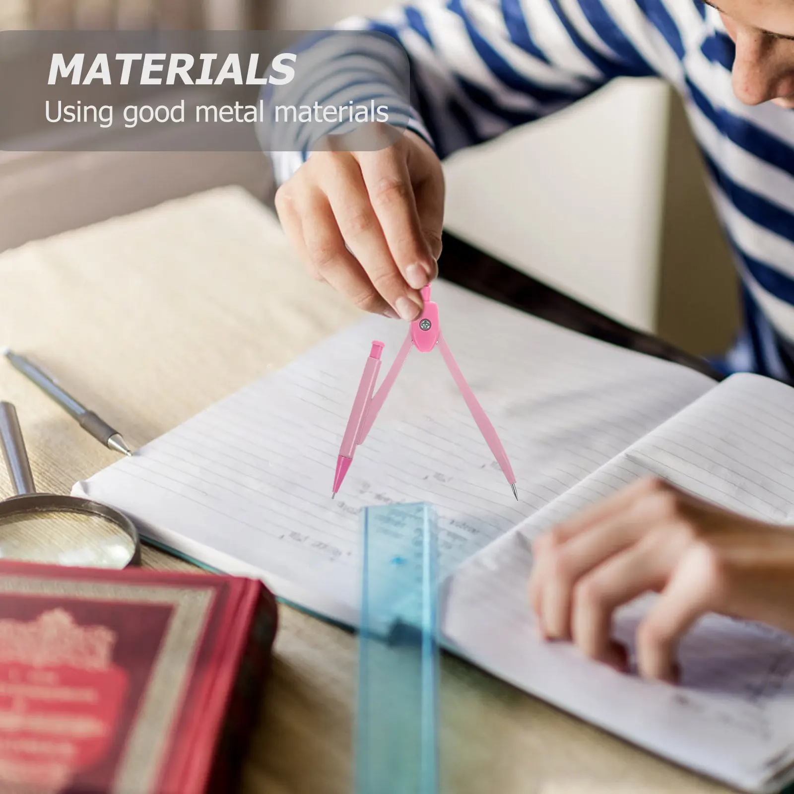 학생용 부드러운 개폐식 금속 컴퍼스 1세트, 수학 기하학 도형 그리기 도구, 휴대용 제도용 컴퍼스, 학교용
