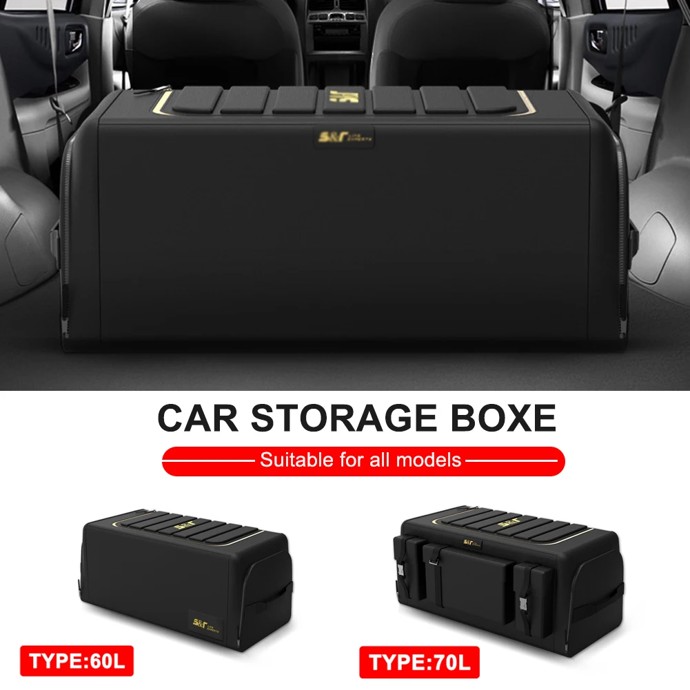 

60L/70L Car Trunk Storage Bag Collapsible Rear Seat Storage Bag Multi-purpose Storage Organizer Tool Bag Oxford Cloth Organizer