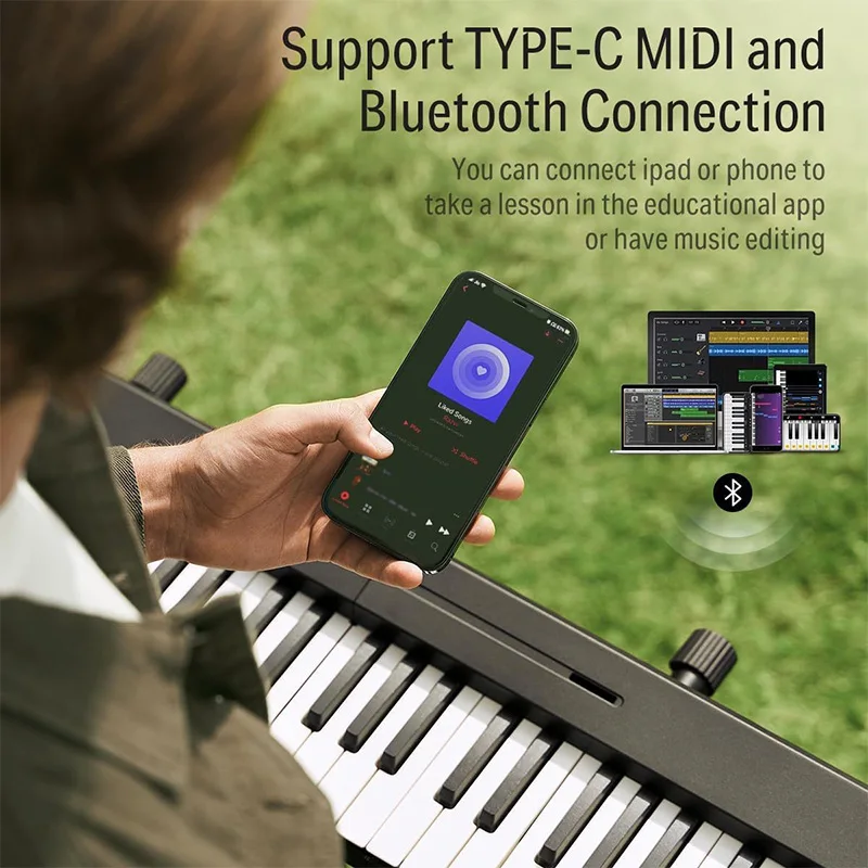 88 Key Foldable Electronic Piano Portable MIDI Keyboard Music For Practice Beginners With USB Bluetooth 128 Timbres Synthesizer