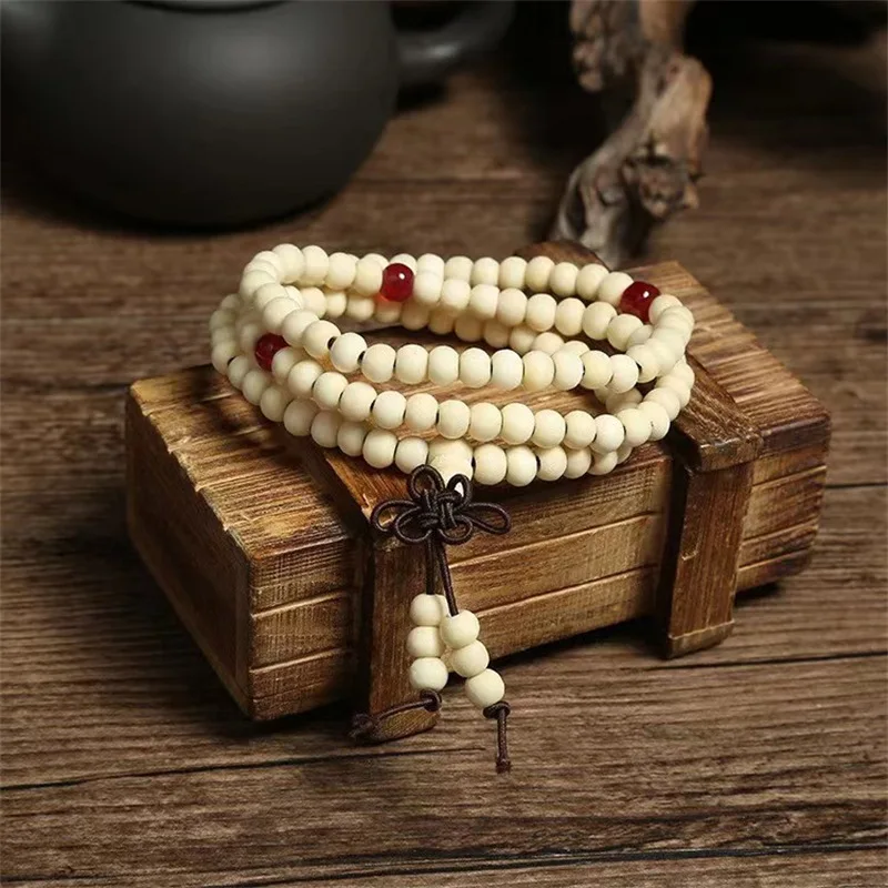 Bracciale Tibetano In Legno Di Sandalo - Perle Naturali, Stile Buddista Tradizionale Per Uomo E Donna