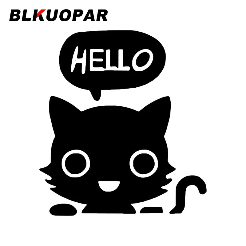 

BLKUOPAR Hello Cat Car Stickers Occlusion Scratch Decal Cute Waterproof Air Conditioner Surfboard Car Door Protector