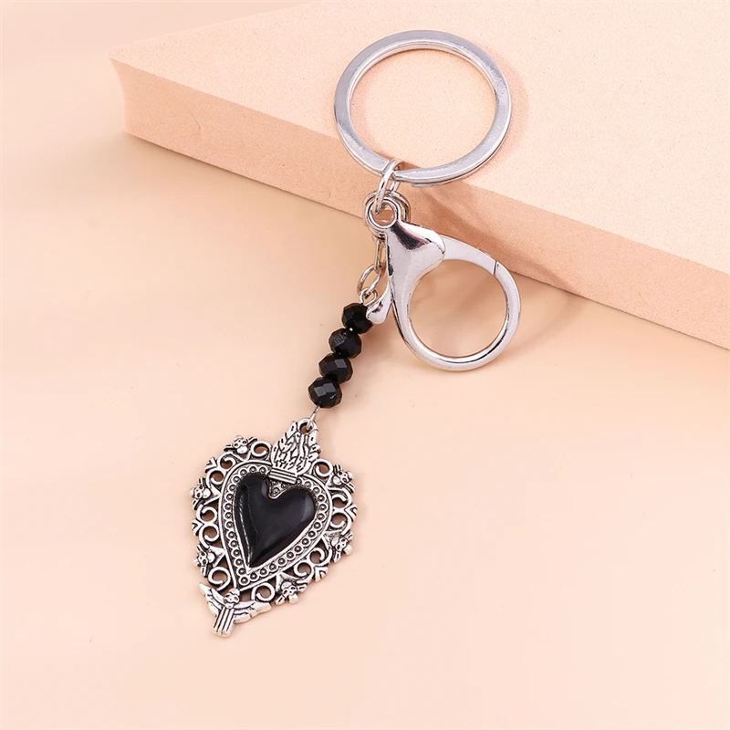 Niedlicher Schlüsselanhänger aus Legierung mit Liebesherz, Souvenir-Geschenke für Frauen und Männer, Auto-Schlüsselanhänger, Handtaschen-Anhänger, Schlüsselringe, Accessoires, DIY-Schmuckgeschenke – Detail 6