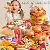Kid Kitchen Toy Set Simulation Make Hamburger Pizza Fries Pretend Play Food Cooking Cutting Game Montessori Interactive Toy Gift 1