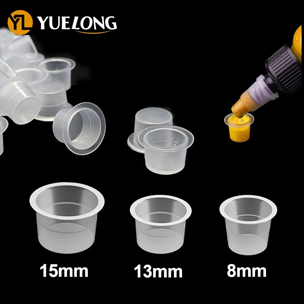 100/500/1000pcs S/M/L Plastic Disposable Tattoo Ink Cups Makeup Permanent Pigment Clear Holder Container Cap Tattoo Accessory 300pcs disposable plastic microblading tattoo ink ring cup cap pigment clear holder container permanent makeup accessory supplie