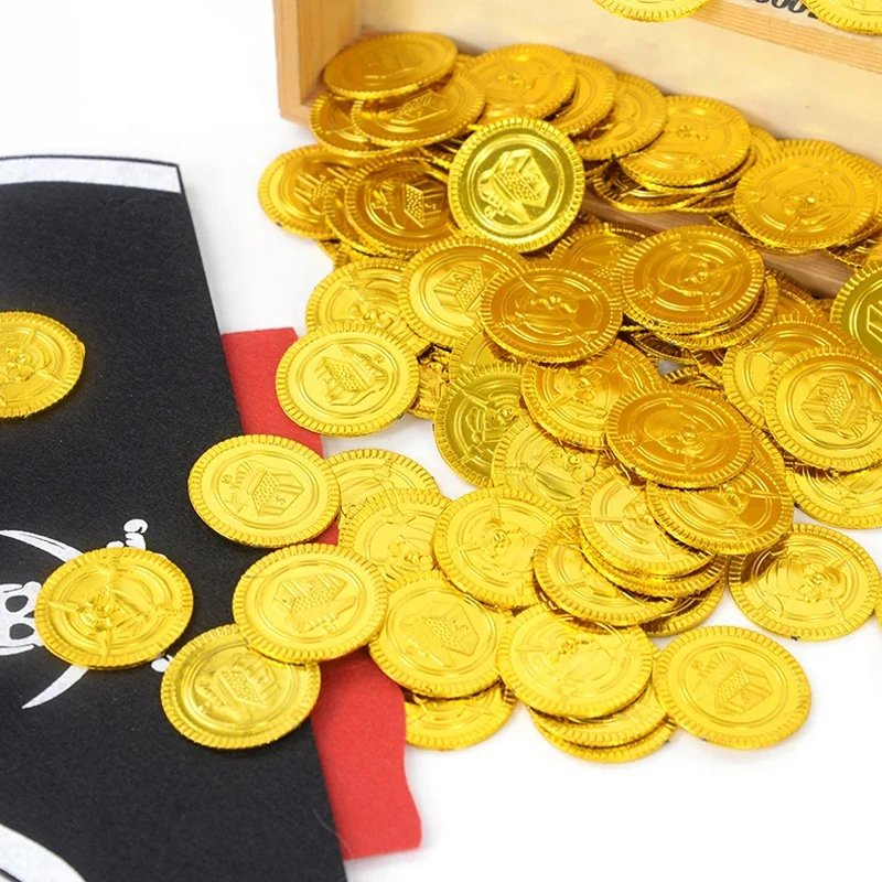60PCS Plastic Pirate Coins Silver And Gold Bulk Treasure Hunt Toys For Kids Halloween Cosplay Party Supplies Classroom Prizes treasure hunt toys
