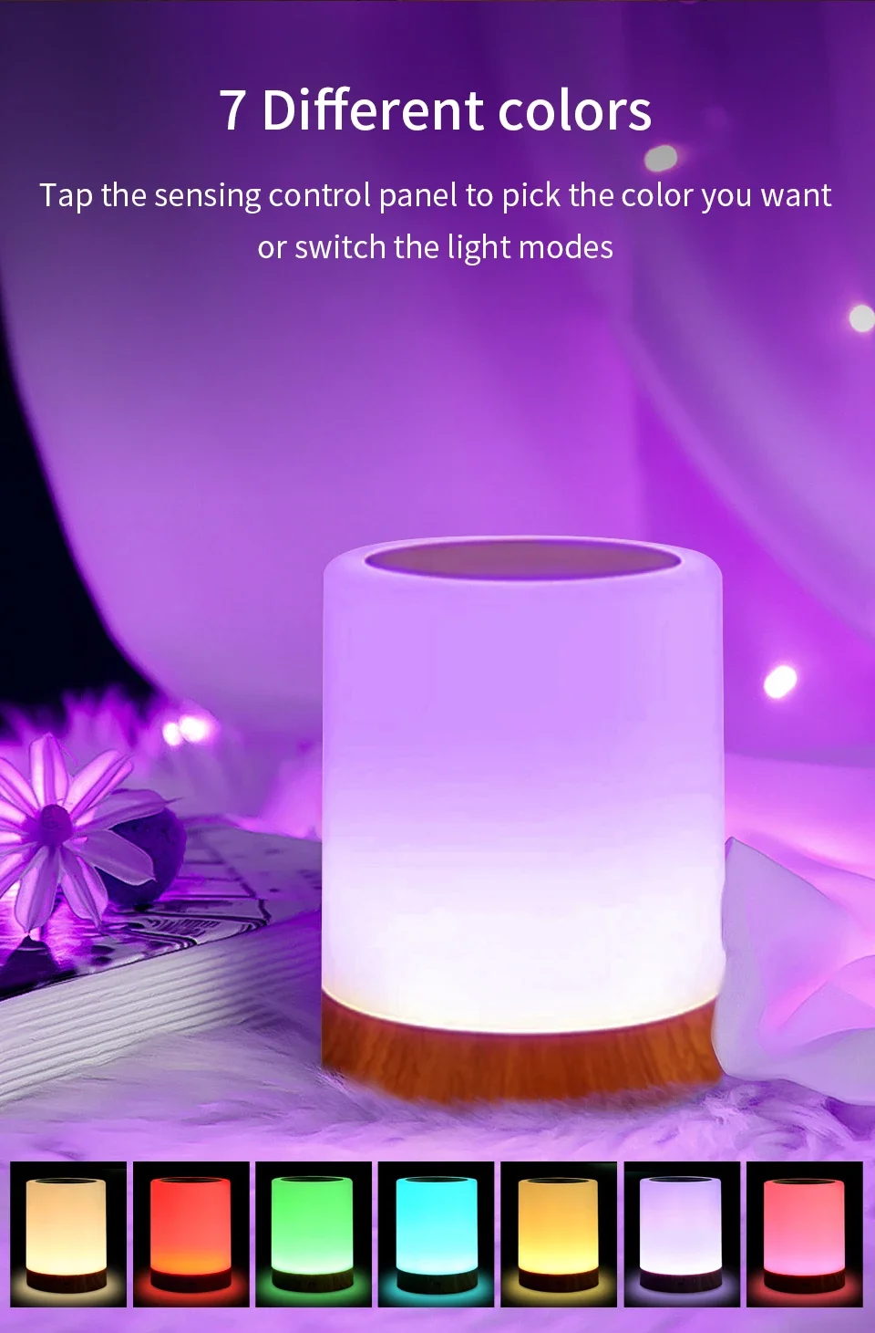 Description Picture 4 of itemLED Night Light Touch Lamp Bedroom Living Room Decoration Portable Table Bedside Lamp Kids Gifts Warm White & Color Changing RGB