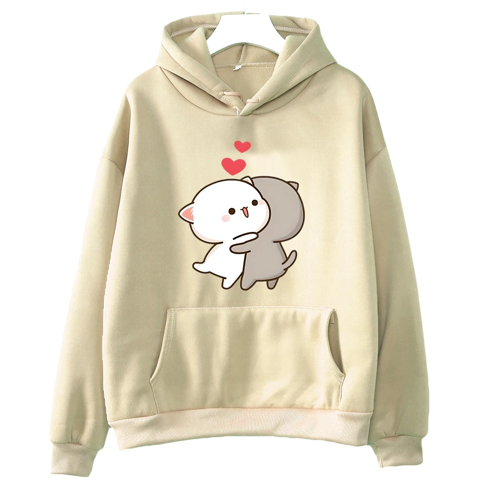 

Cute Peach Cat Mochi Sweatshirts Kawaii Cartoon Print Femme Hoodie Harajuku Cute Camiseta Muje Pullovers Tops Hip Hop Streetwear
