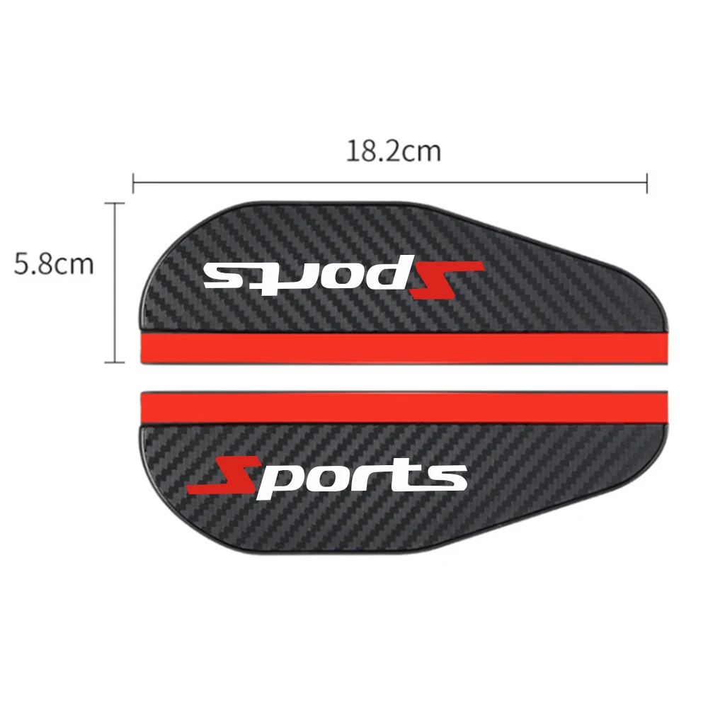 2 Pcs Car Rearview Mirror Rain Eyebrow Sports Letter Emblem Badge Carbon Fiber Rearview Mirror Rain Snow Blocker