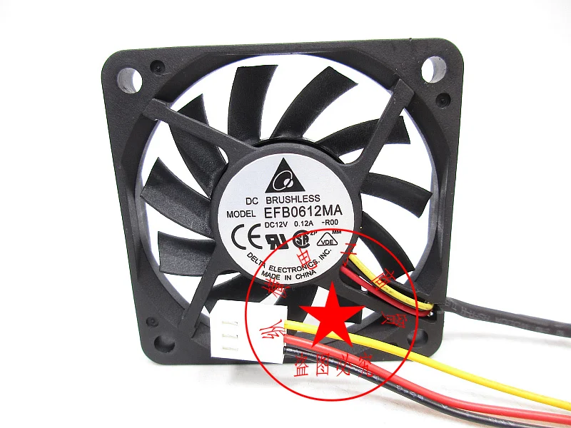 3-проводной серверный Вентилятор охлаждения Delta Electronics EFB0612MA R00 DC 12 В 0.12A 60x60x10 мм