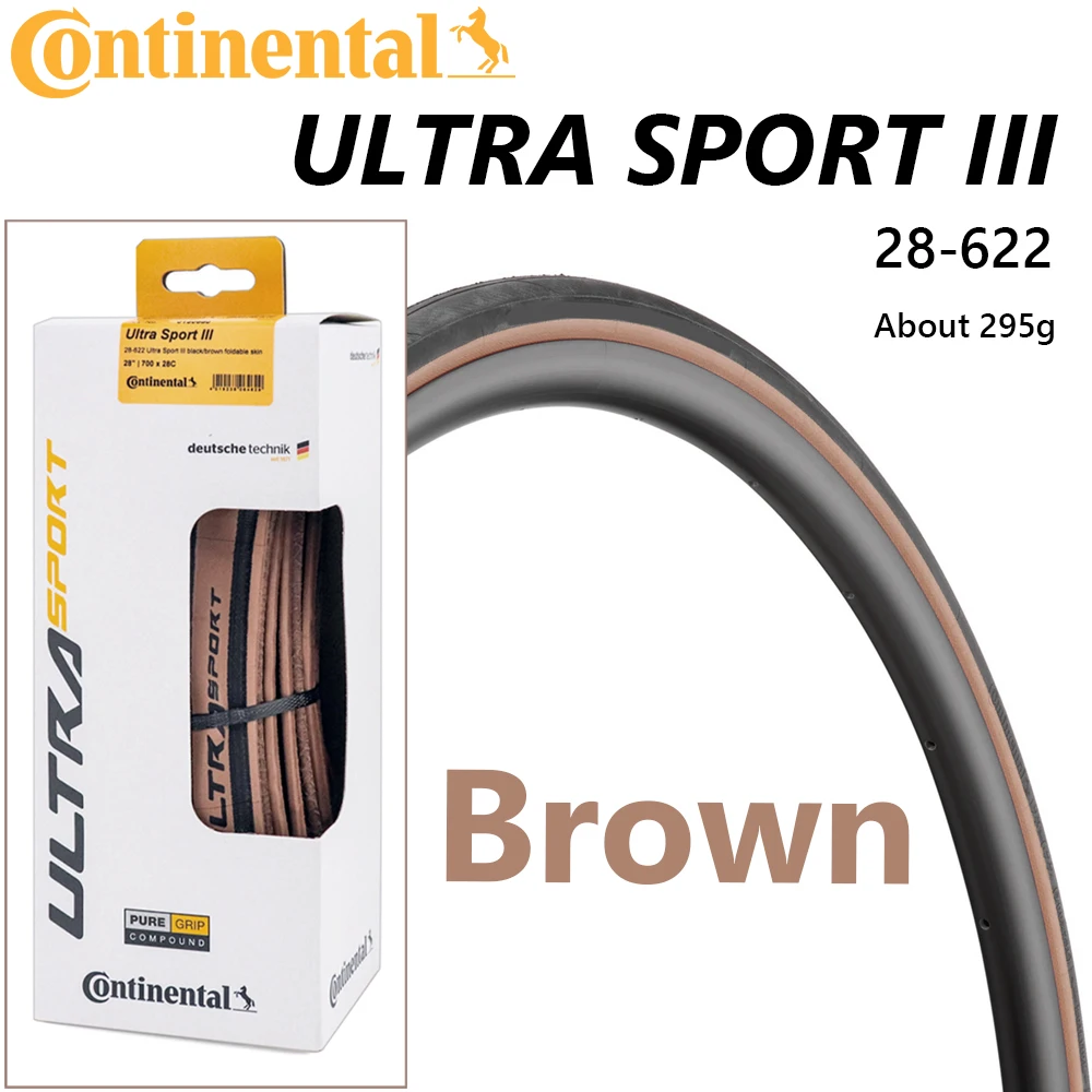1 Pair Continental Ultra Sport Iii 700X28 Black Brown Folding Puregrip 3 Road Bike Tire Folding Tyre
