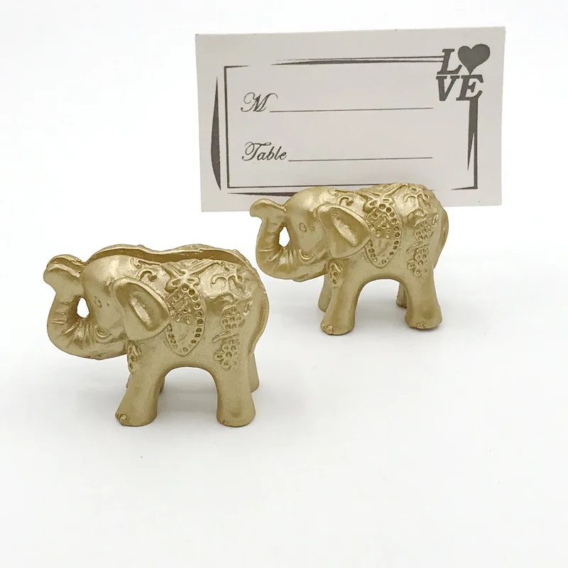 20Pcs Gold Lucky Elephant Place Card Holders, Name Photo Holder, Table Decoration Favors, Baby and Wedding Party Item