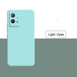 Elegant Silicone Phone Case with Camera Protection - Soft Original Back Cover Classic Shell for VIVO Y55 5G (Light Cyan)